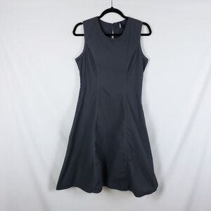 Oizini Minimalist Scandi Fit and Flare Dress Womens M Gray Cotton Gray Neutral